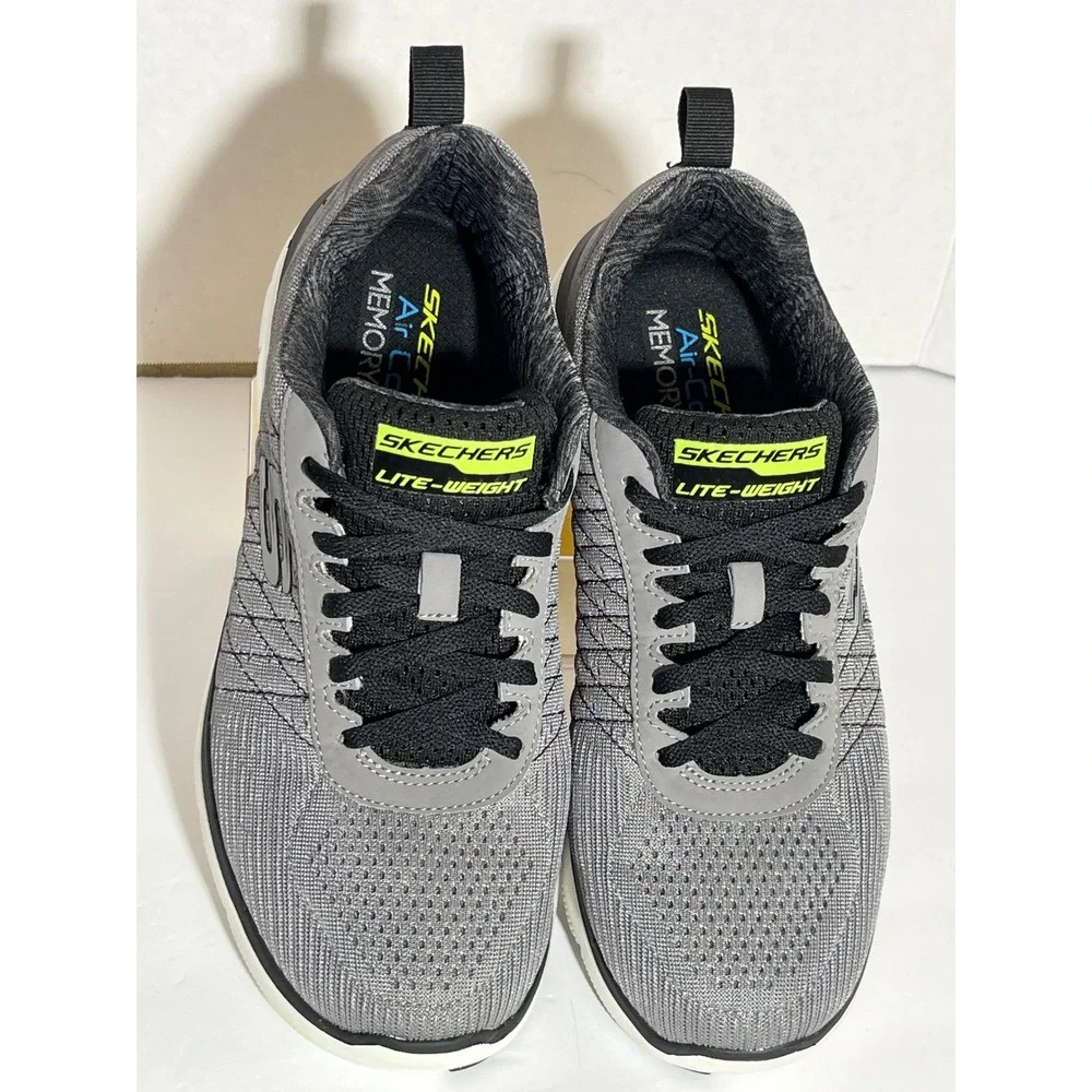 Skechers Mens Lite-Weight Dual-Lite Gray Black Sneakers 52185‎ LGBK Mens 8